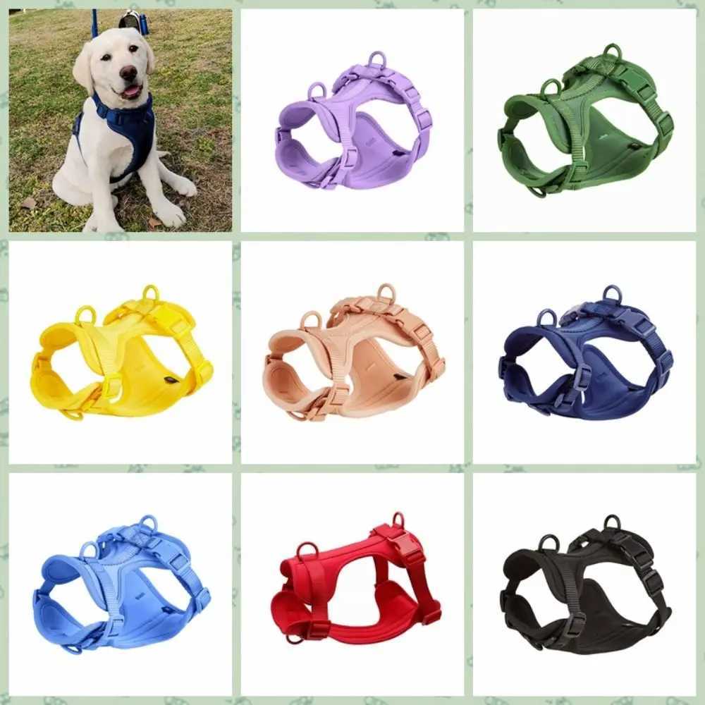 Fashion Candy Color Dog Harness Vest Reflective Adjustable Dog Chest Strap Anti breakaway PVC Puppy Clothes Pet Outdoor Walking M251213