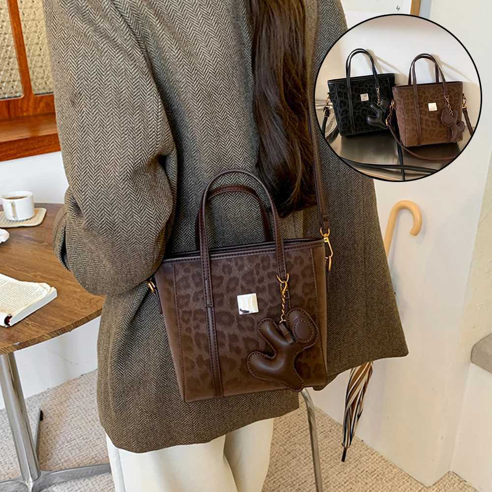 Autumn and Winter High-End Niche Mobile Phone Crossbody Bag New Coffee-Colored Bucket Bag Leopard Print HandbagT251213