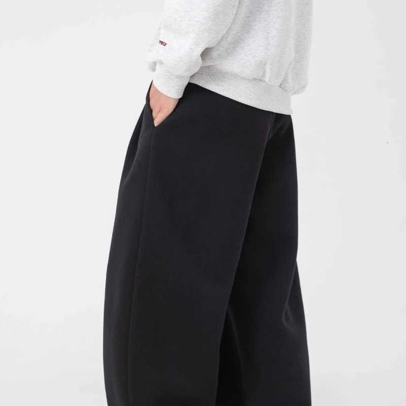 Mens Autumn Winter Wide-Leg Sweatpants - Tapered Cuff Dropped Crotch Harcoal Gray Black M-XXXL X251213