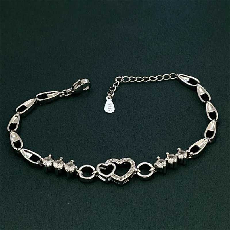 925 Sterling Silver White Zircon Heart Shaped Womens Simple Fashion Birthday Party Wedding Jewelry Gift M251213