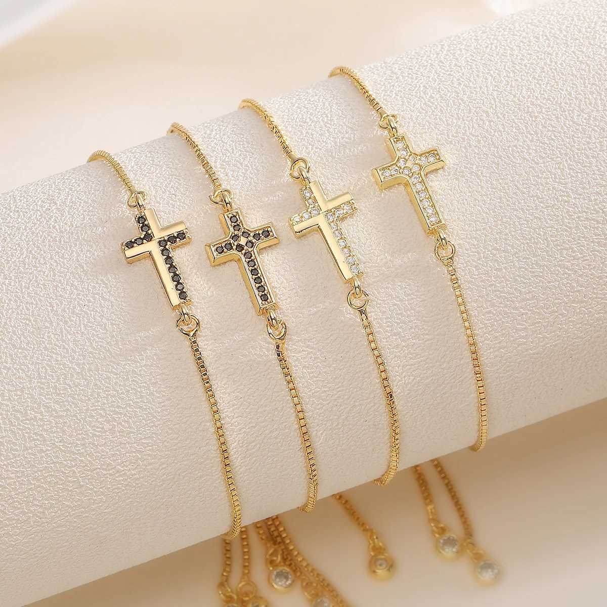 2025 New Fashion 16 Style Gold Color AAA CZ Zircon Cross Charm s For Women Adjustable Delicate Party Jewelry M251213