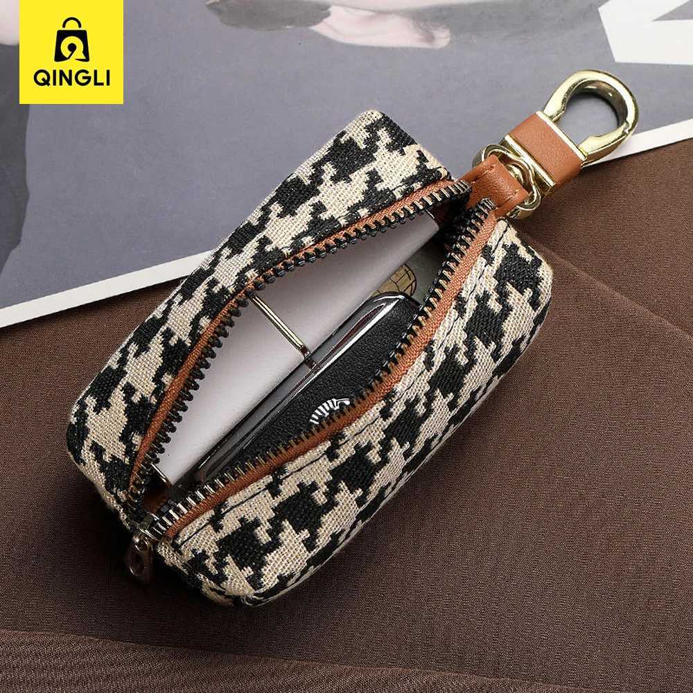 New Fi Houndstooth Key Bag for Wen Mtifunctial Card Bag Coin Purse Lipstick Earphe Car Key Storage Bag Key Wallet Y251213