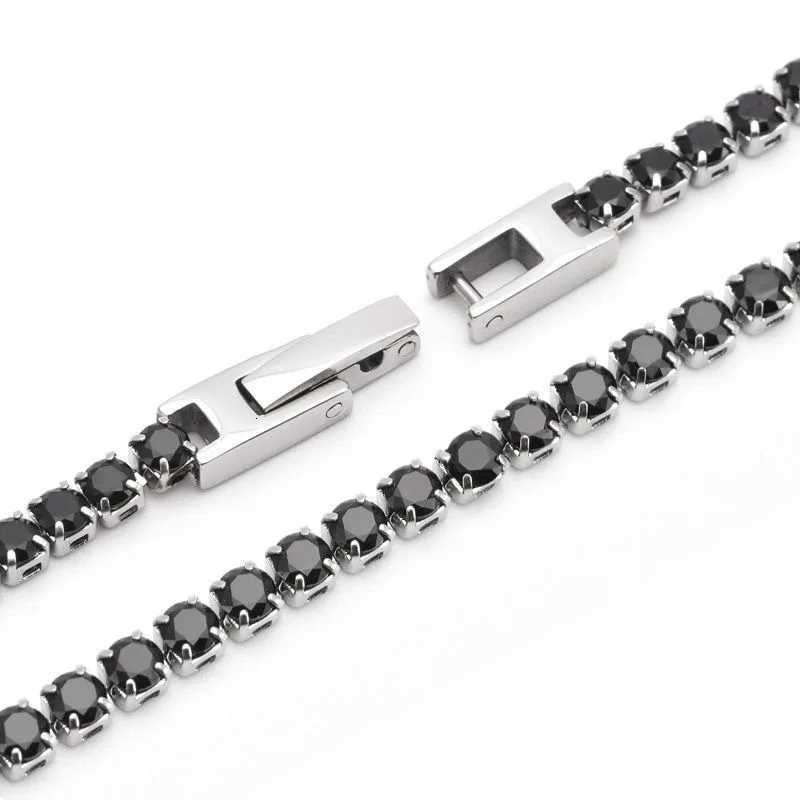 Stainless Steel Tennis Adjustable Black Zircon for Women M251213