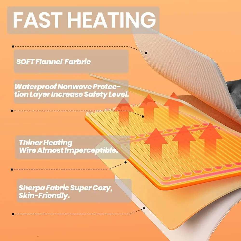 Queen Size 84x90 Electric Heated Blanket - 6-Level Warmth Dual Controls Fast Heating Sherpa Flannel Auto-Off Washable Grey Y251212