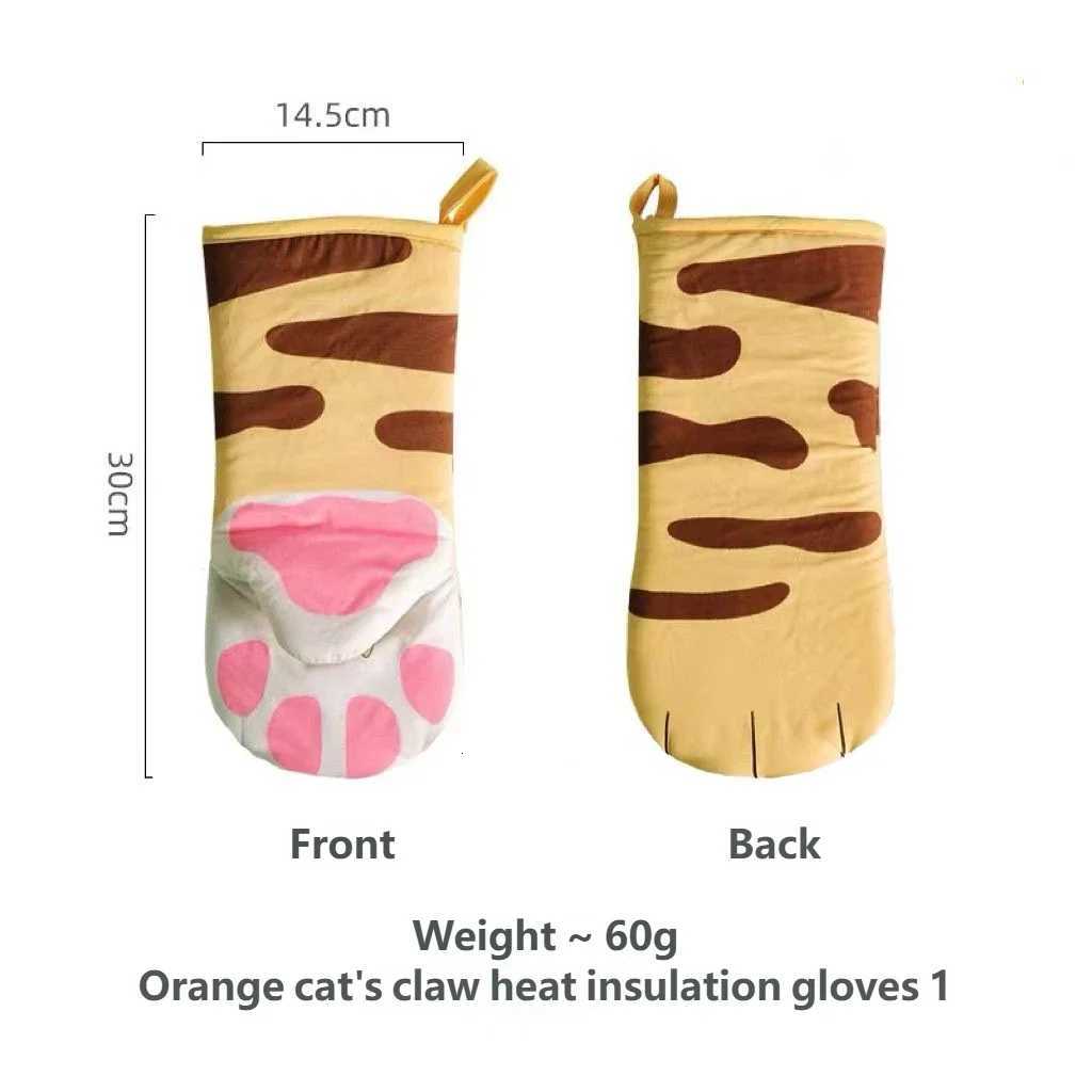 Oven Mitts Kitten Cat Paw Design Heat Resistant Oven Gloves Thick Cotton Lining Cooking Baking Potholder Gloves Microwave Gloves H251212