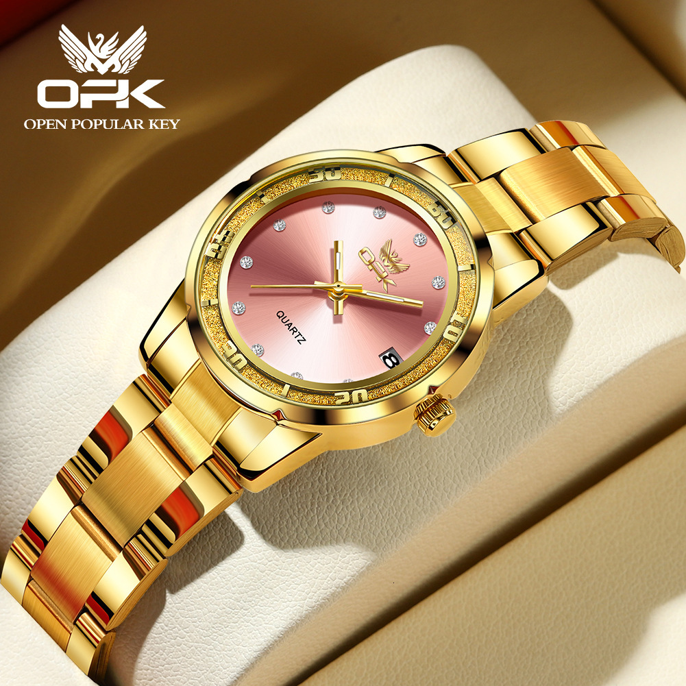 OPK Designer Women's Watch Waterproof Luxury Sports Wristwatch Free Shipping Wholesale Steel Band Rhinestone Simple And Elegant Women's Watc
