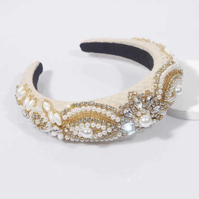 Luxury Sparkly Fl Crystal Pearl Baroque Haiand Padded Rhinestone Princ band For dr Birtay Hair Jewelry Y251213