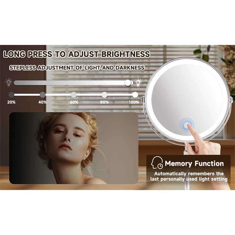 8 Inch LED Makeup Lights with Mirror 5X Magnification Double-Side High-Definition 3 Color Lights Source Vanity Lamp StandingT251213