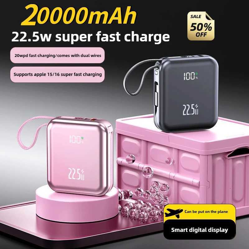 New CCC 20000mAh Mini Power Bank with Built-in Cable and 225W Fast Charging Battery Pack for IPhone H251213