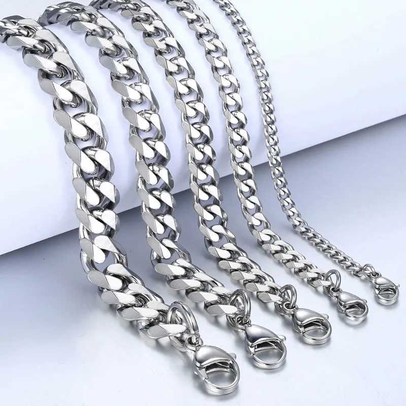 New TrenDY Cuban Chain Men Classic StainlESS Steel 3/5/7/9mm Width Chain For Men Women Jewelry Gift M251213