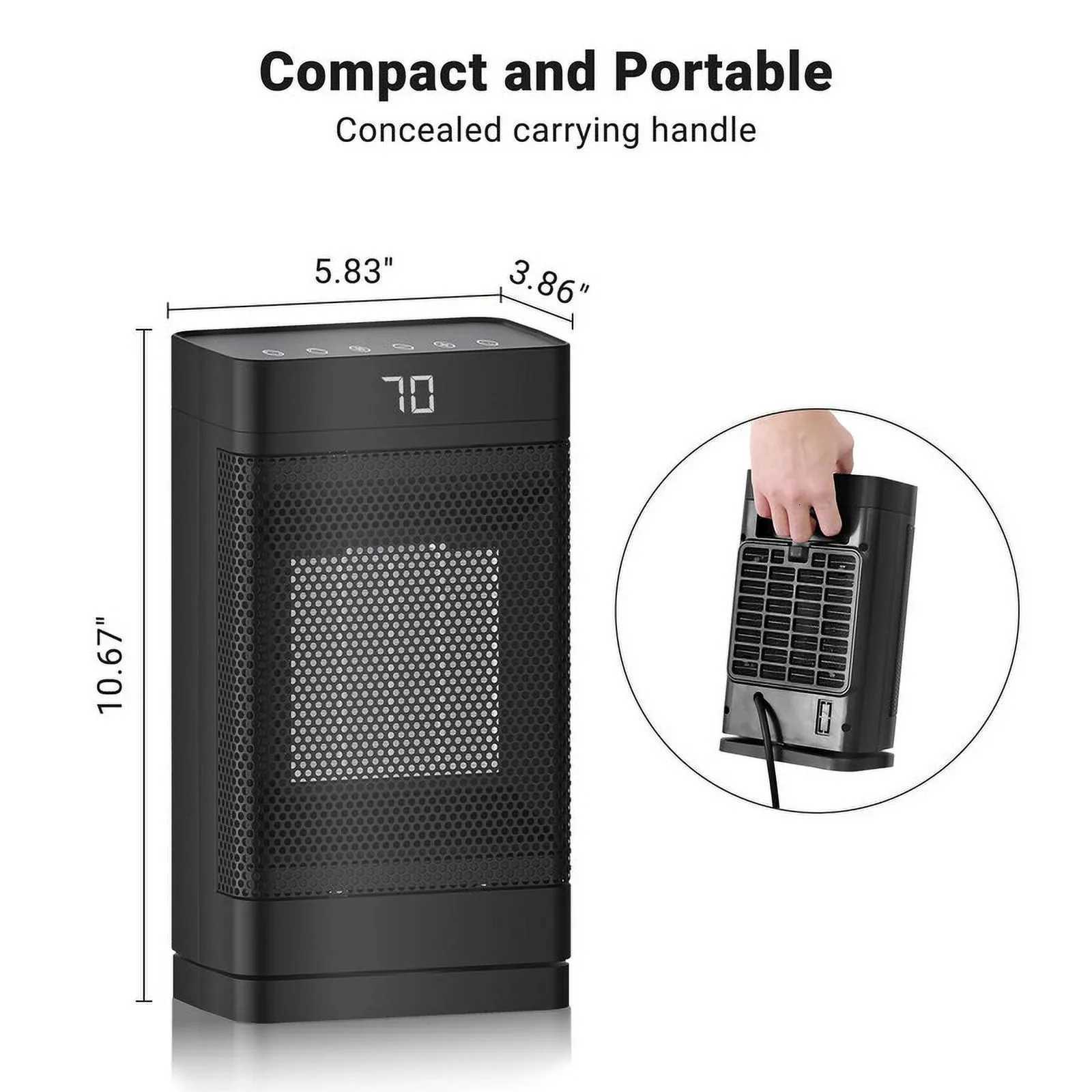 Space Heater 1500W PTC Fast Portable Electric Heater with 70 Oscillation Timer for Bedroom Y251213