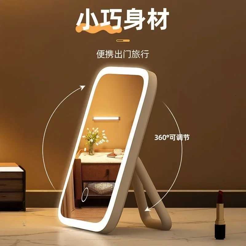 Lighted Vanity Mirror 360 Dimmable Touch Screen Portable Travel makeup Mirror with Bracket LED Cosmetic Mirror for Makeup DeskT251213