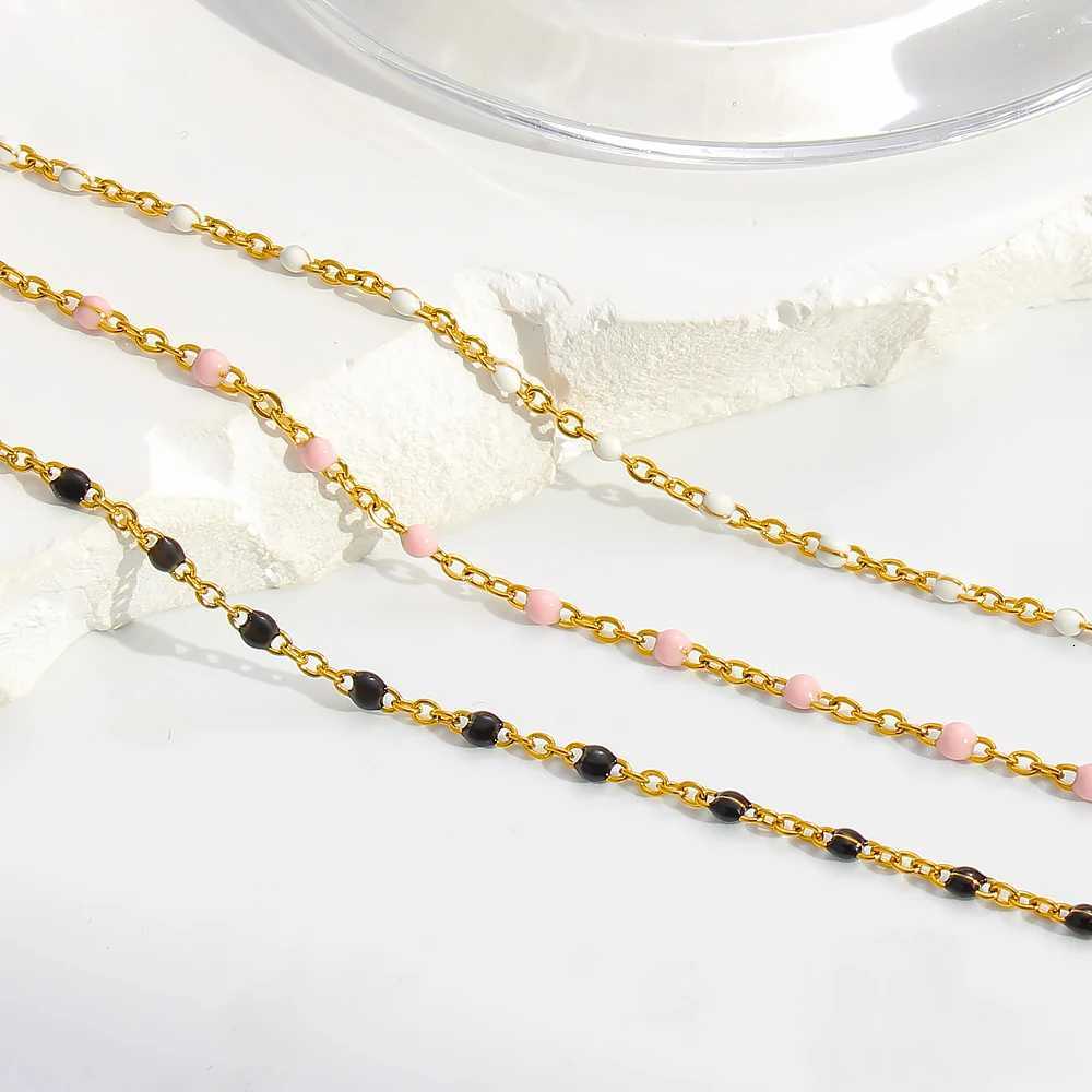 Elegant Beaded Chain 18K Gold Plated Stainless Steel Dainty Stackable Everyday Jewelry Accessory M251213