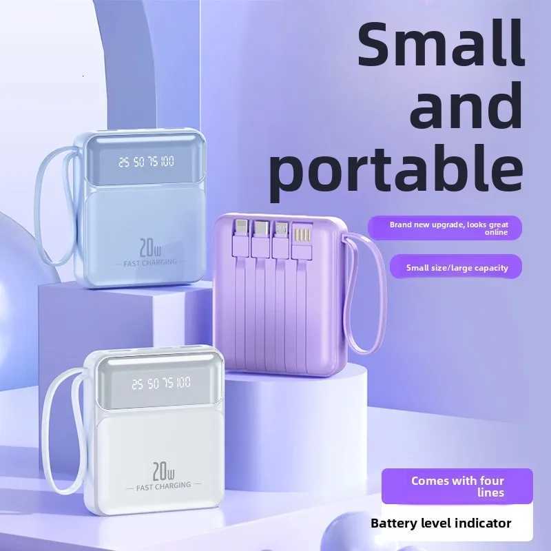 20000 MAh Mini Power Bank Cpact and Large Capacity Mobile Power ply New Model with Built-in Cable With LED Power Display H251213