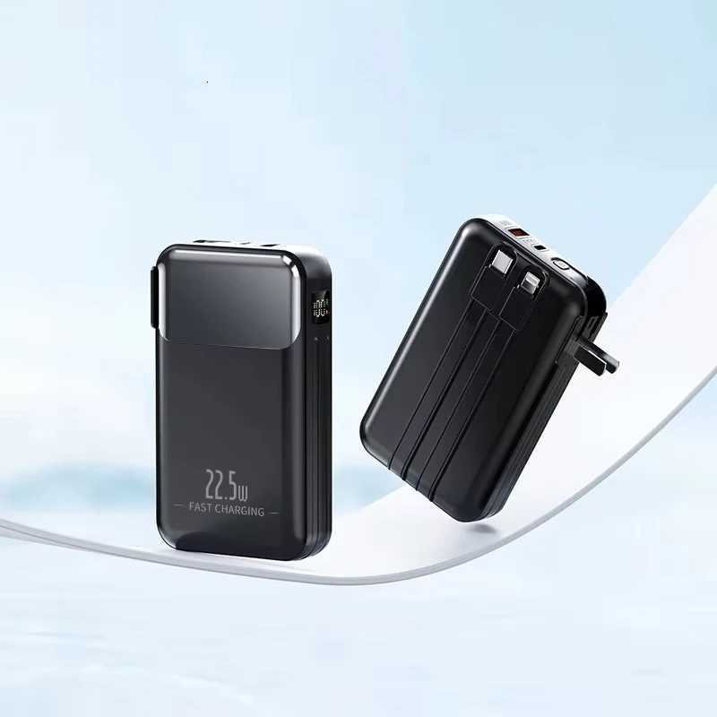 20000mAh Portable Power Bank Built in Cable with AC Plug Wall Charger 225W Fast Charging Powerbank for IPhone H251213