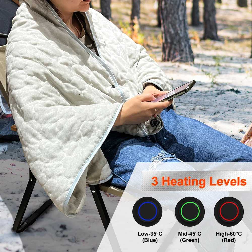 USB Heated Shawl Electric Heating Blanket 3 Heating Level Wearable Heated Poncho Throw Soft Heated Throw Blanket for Home Office Y251212