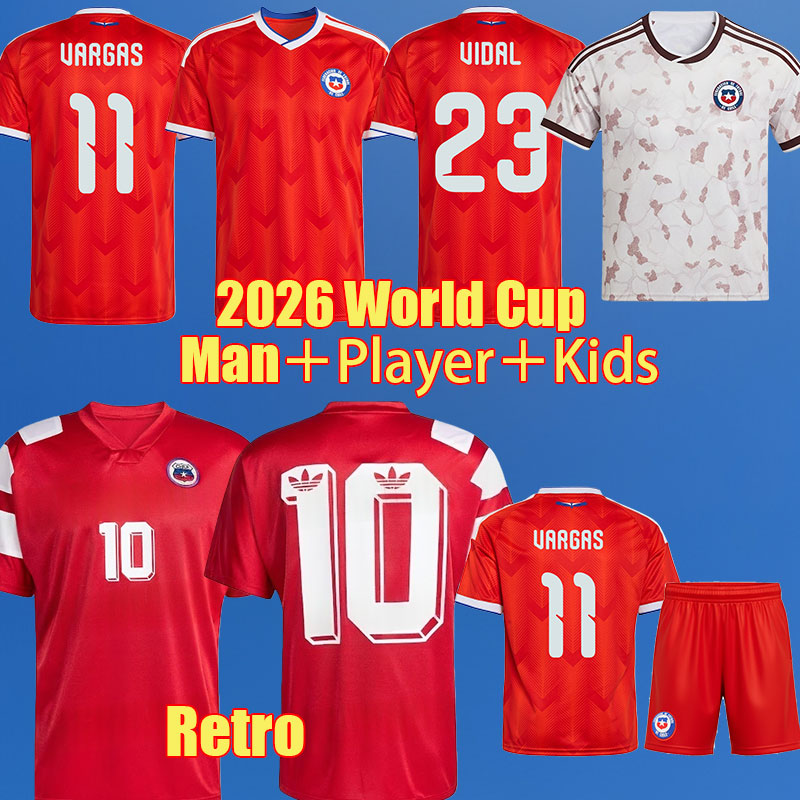 2026 Chile Soccer jerseys 26 27 World Cup Home Jersey Retro 1994 Authentic ALEXIS VIDAL MARCELINO WILLIAMS SALAS ZAMORANO national Football Shirts Men Kids Kit