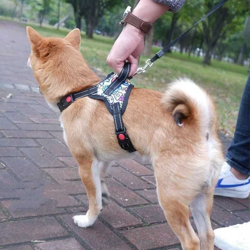 Personalized Dog Harness Nylon Reflective Breathable Pet Harness Vest For Small Large Dogs outdoor Walk Training Accessories M251213