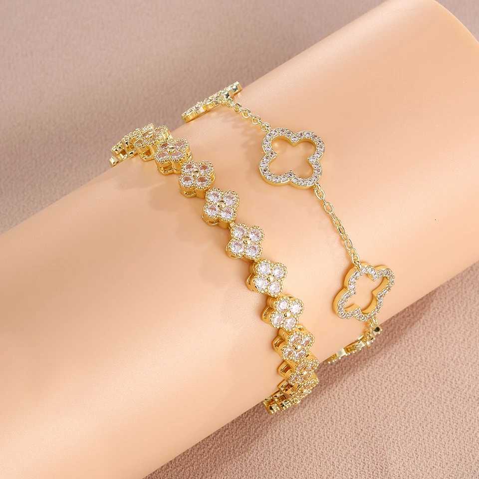 Yupsk 2 Pieces Shiny Zircon Flower Bangle Stackable Jewelry Set for Women Chic Colorful CZ Jewelry M251213