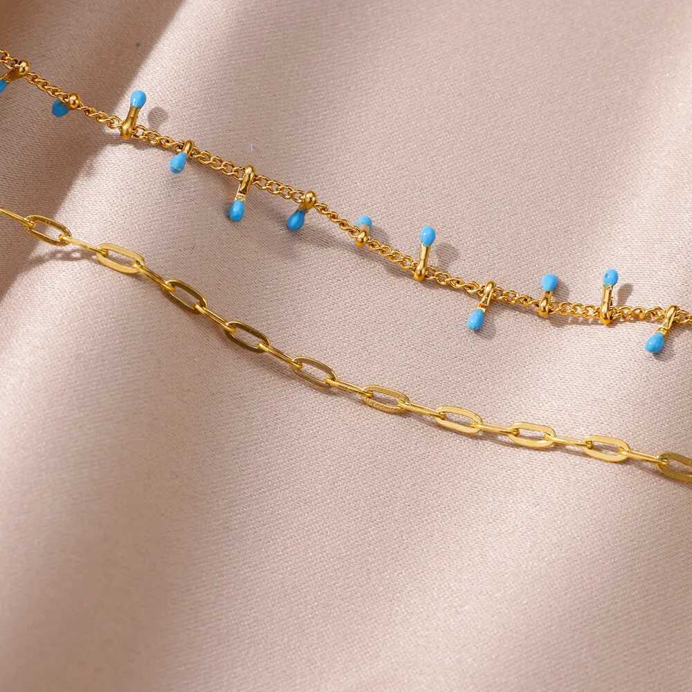 Bohemian Beads Chain Anklets for Women Stainless Steel Retro Ankle Foot Charm 2024 New Trend Summer Beach Accessories Jewelry M251213