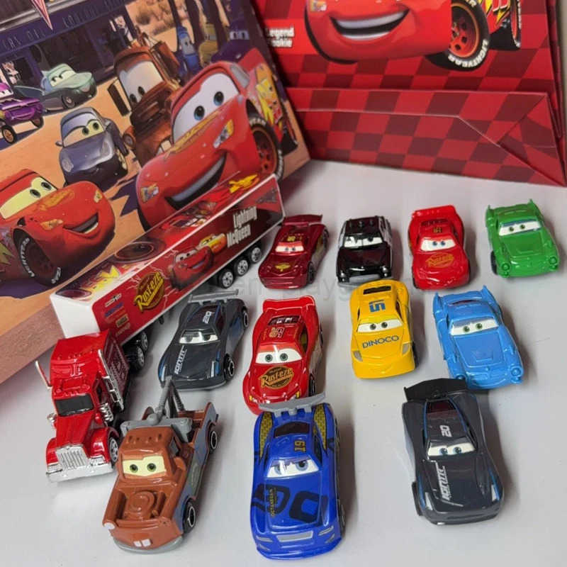 Disney HOT Selling 12Pcs Pixar Cars Gift Box Metal Diecast lightning McQueen Car Model Toy Jackson Uncle Truck Boy Birthday Toys H251213