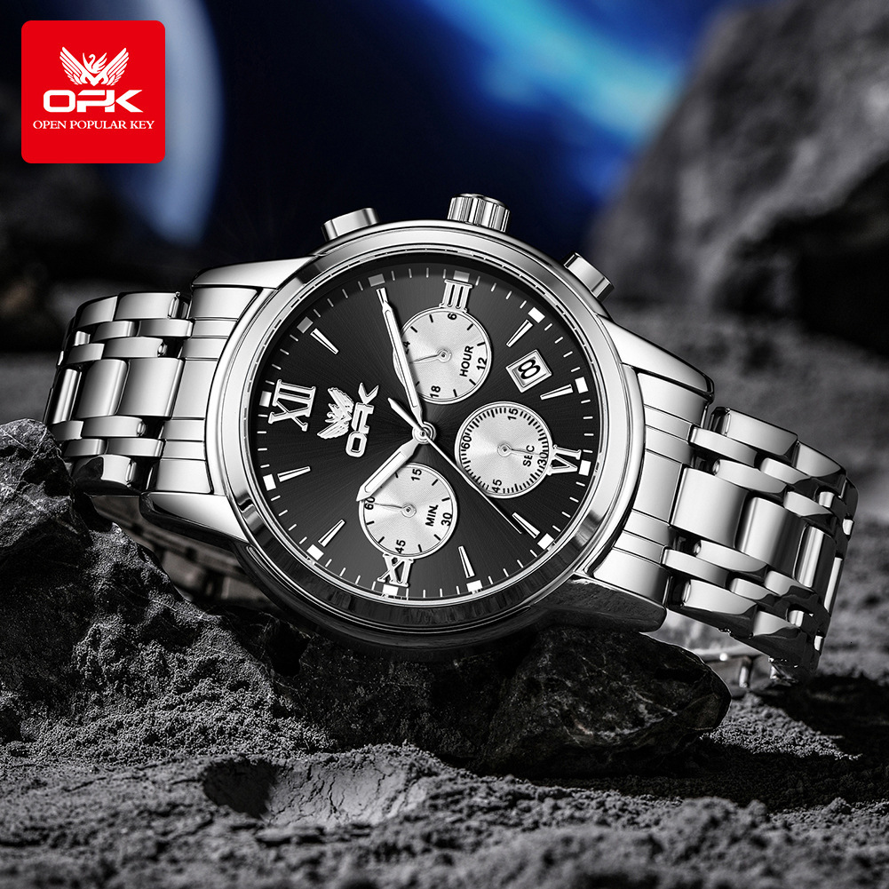 OPK Designer Men's Watches Free Shipping Wholesale, Calendar Quartz Watches, Multi-functional Luminous Waterproof Men's Watches