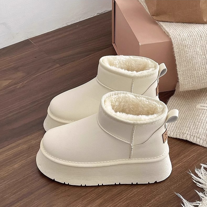 Designer Boots Winter 2025 Women's Genuine Leather Snow Boots, Plush Lined Winter Boots Chunky Sole Fur Lined Warm Snow Shoes
