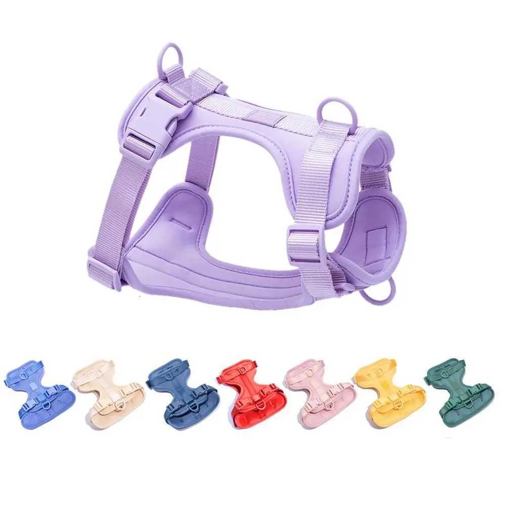 Fashion Candy Color Dog Harness Vest Reflective Adjustable Dog Chest Strap Anti breakaway PVC Puppy Clothes Pet Outdoor Walking M251213