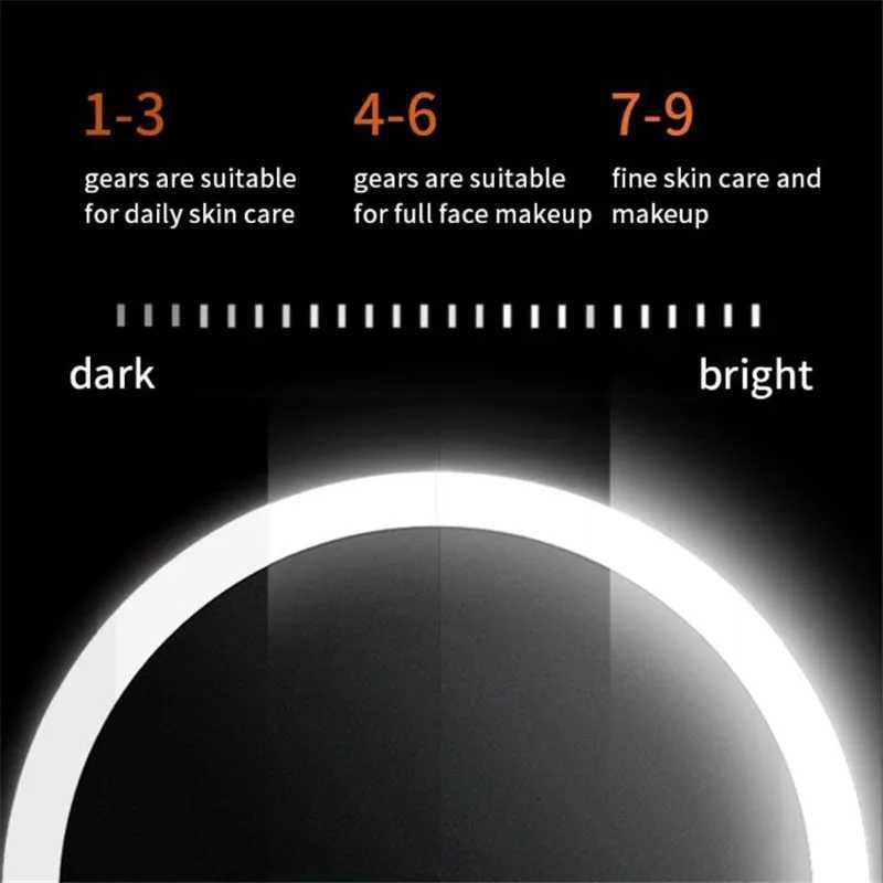 New USB Charging LED Makeup Mirror With Light Ladies Lamp Desktop Rotating Vanity Round Shape Cosmetic Mirrors For Bedroom 20T251213