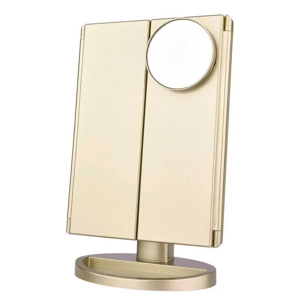 Led Vanity Mirror with Light Portable 10X Magnifying Desktop Three Side Folding Vanity MirrorT251213