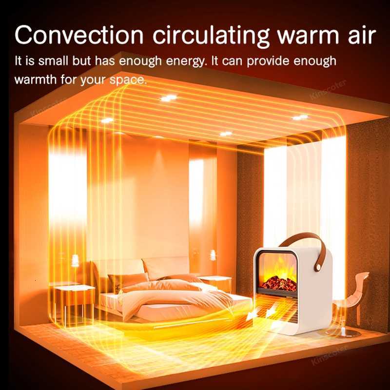 Electric Heater Warm Blower Fan Portable Desktop Household Home Heating Stove Radiator Flame Warmer Machine Y251213