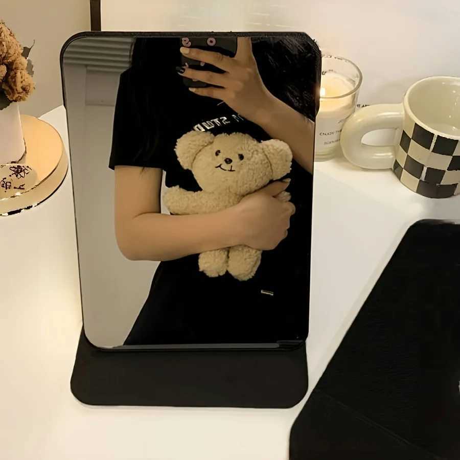 1pc Portable Beauty Mirrors Folding Makeup Mirror with PU Stand Suitable for Dormitory and Desktop UseT251213