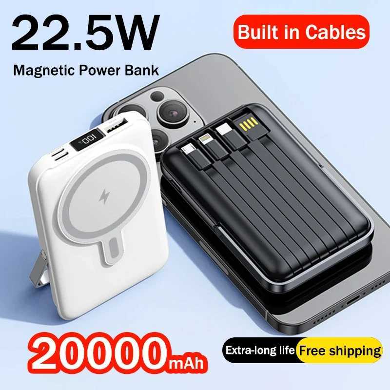 New 20000mAh Magnetic Wireless Power Bank with Phone Holder Portable Charger Fast Charging Battery for IPhone PowerBank H251213