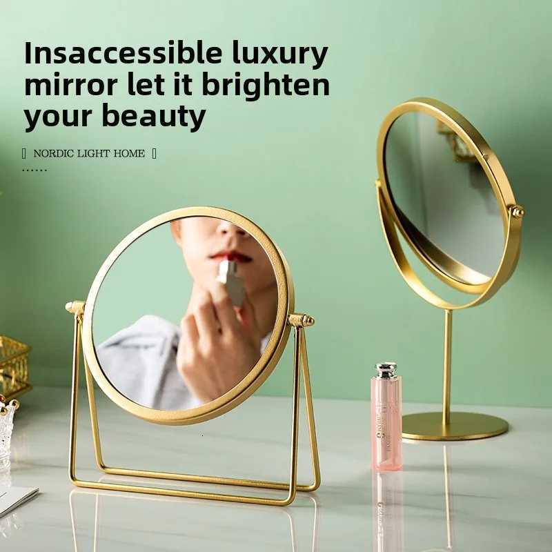 360 Degrees Rotate Iron Desktop Mirror Instagram-style Texture Ladies Makeup Mirror Creative Iron Mirror Strong Sense Of StyleT251213