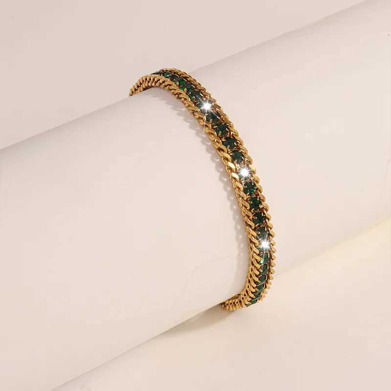 Bohemian 18K Gold Plated Stainless Steel Tennis Multi Color Zircon Chain For Women M251213