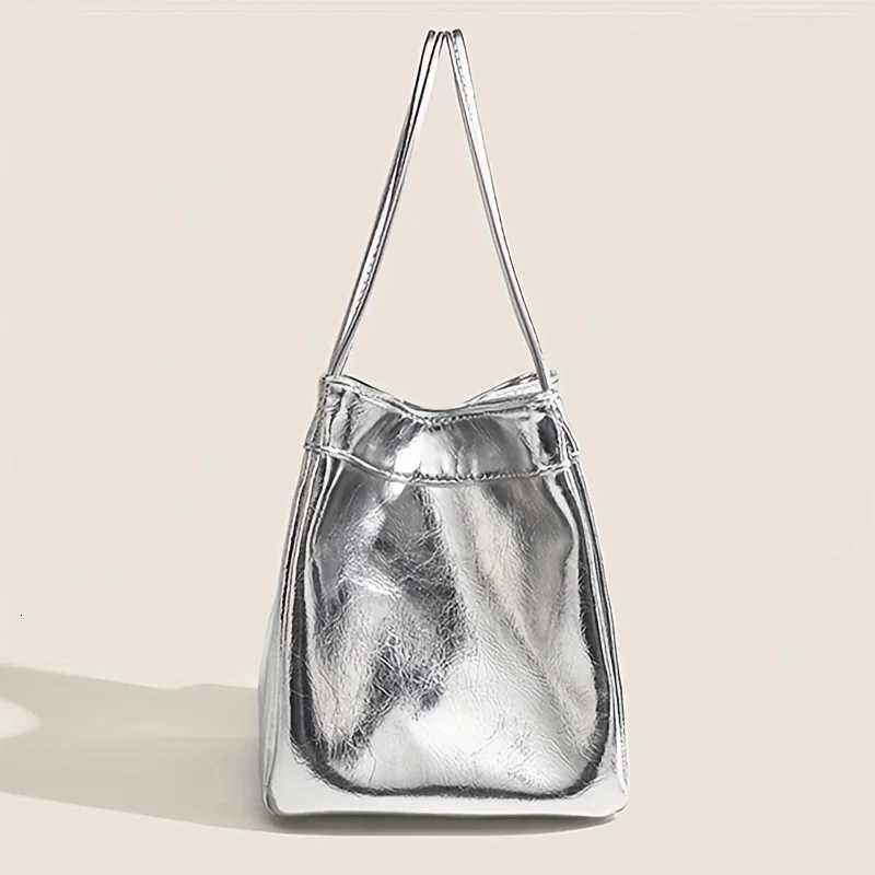 Sparkling Silver Mini Fashion Drawstring Bucket Bag PU Sparkling Handbag Womens Fashion Handbag and WalletT251213