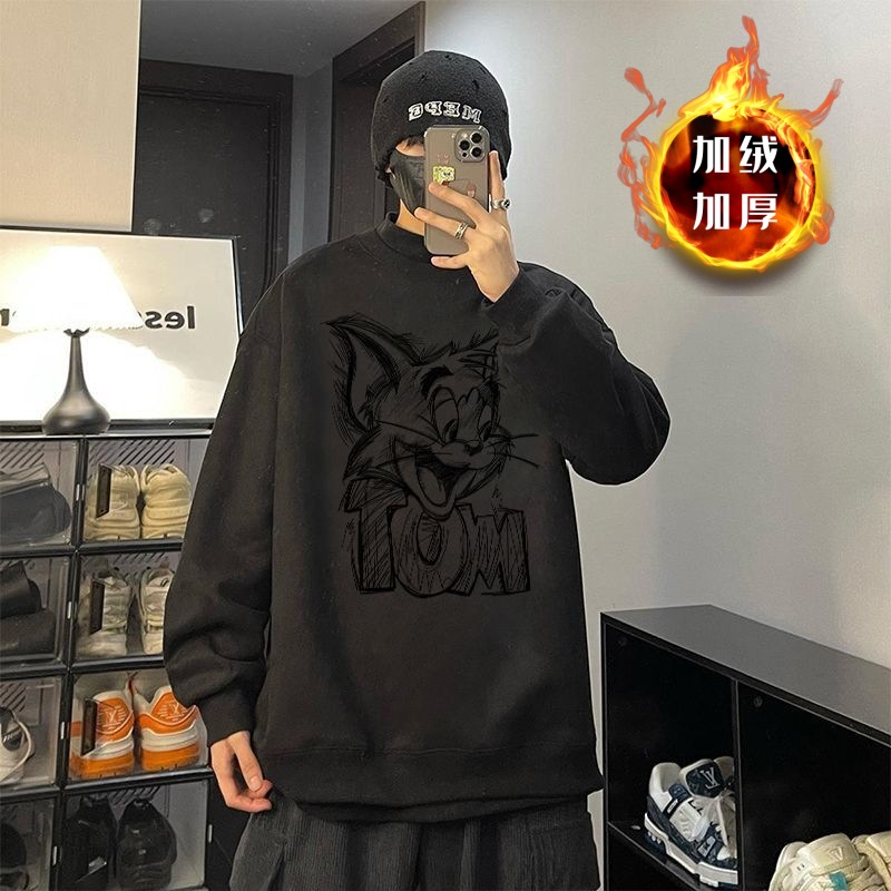 Street-Stunning Retro Versatile Crew Neck Sweatshirt for Men: Faux Suede, Korean Style, Loose Fit, Japanese & American Style, 2025 Autumn Winter