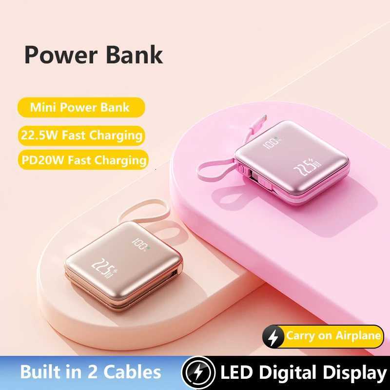 Mini Power Bank 20000mAh 225W Fast Chaging Portable Charger for iPhone 17 External Battery PowerBank with Cable H251213