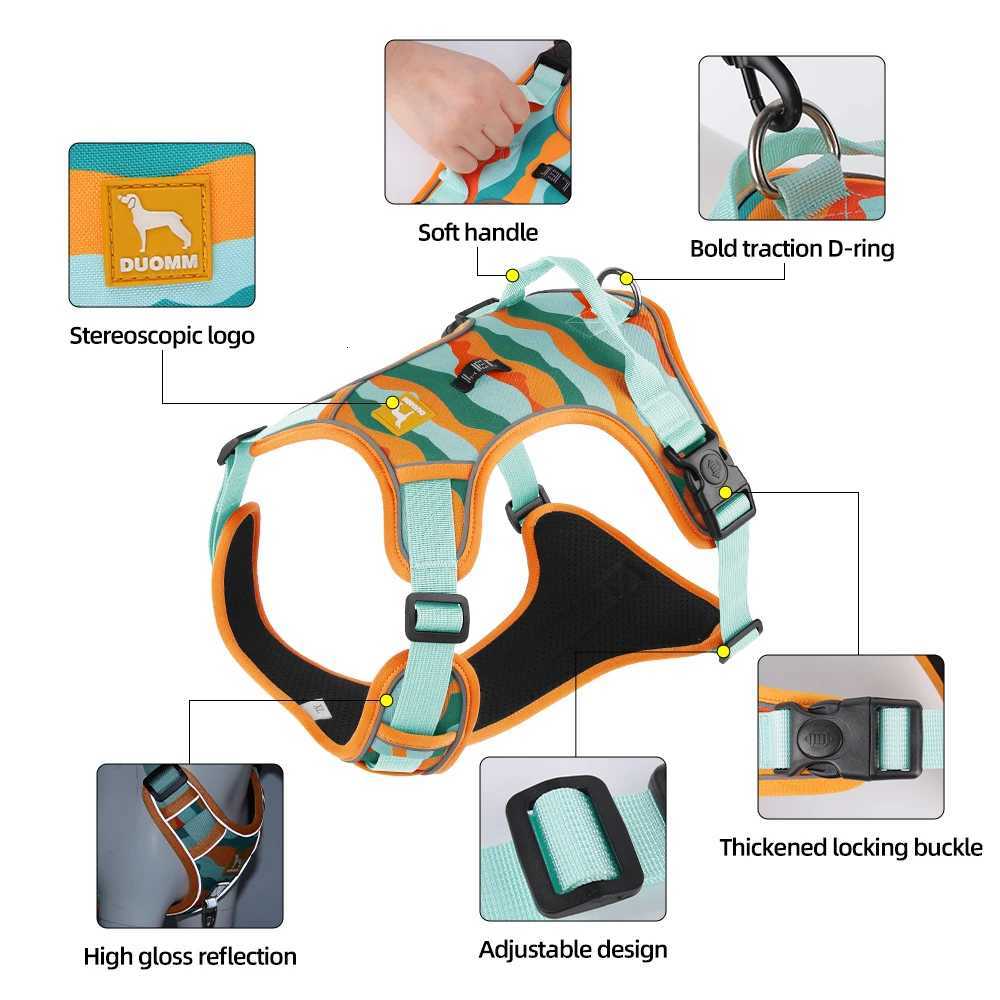 Adjustable Harness Dog Reflective Safety Training Walking Chest Vest Leads Collar For French Bulldog Pets Dogs Accessories M251213