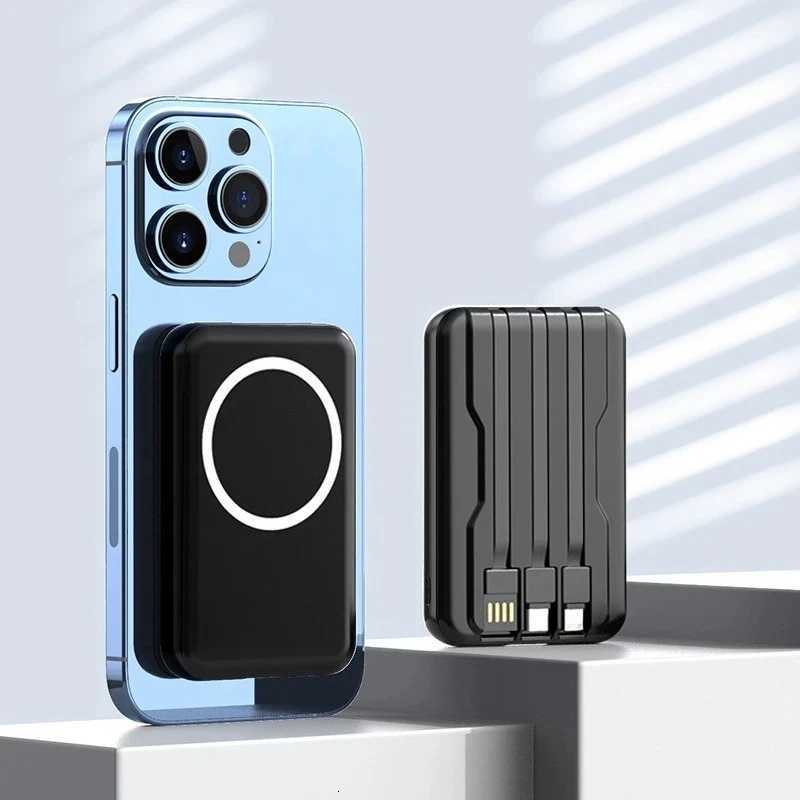 New 10000mAh Magnetic Wireless Fast Charger Power Bank Portable for Sndroid Universal Built-in Cable Mobile Power H251213