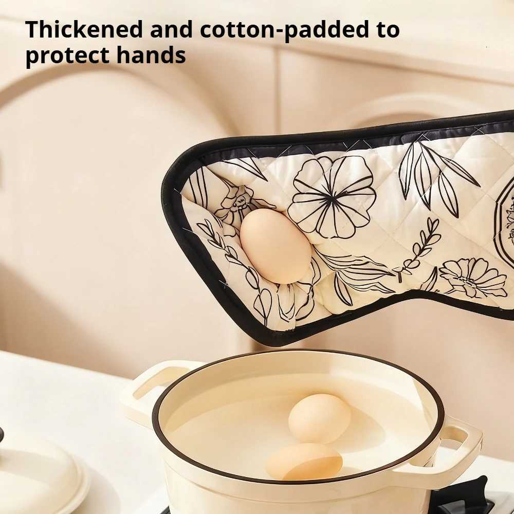 1Pcs Oven Glove Heat Resistant Microwave Baking BBQ Integrated Glove Cotton Linen Nonslip Mitts He Baking Cooking Accessories H251212