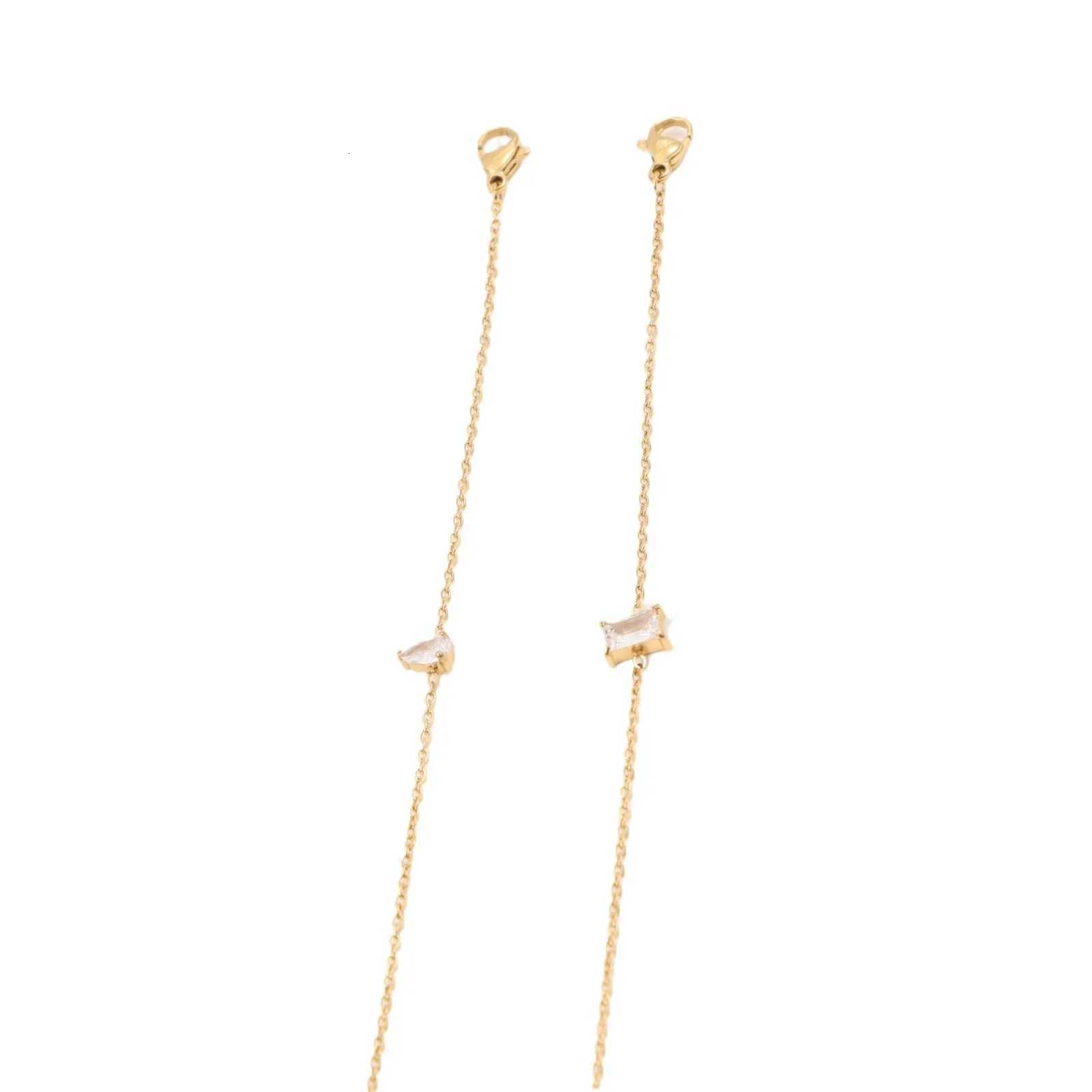 New Summer Stainless Steel Shinny White Zircon Chain s For Women Simple Party Jewelry Boho M251213