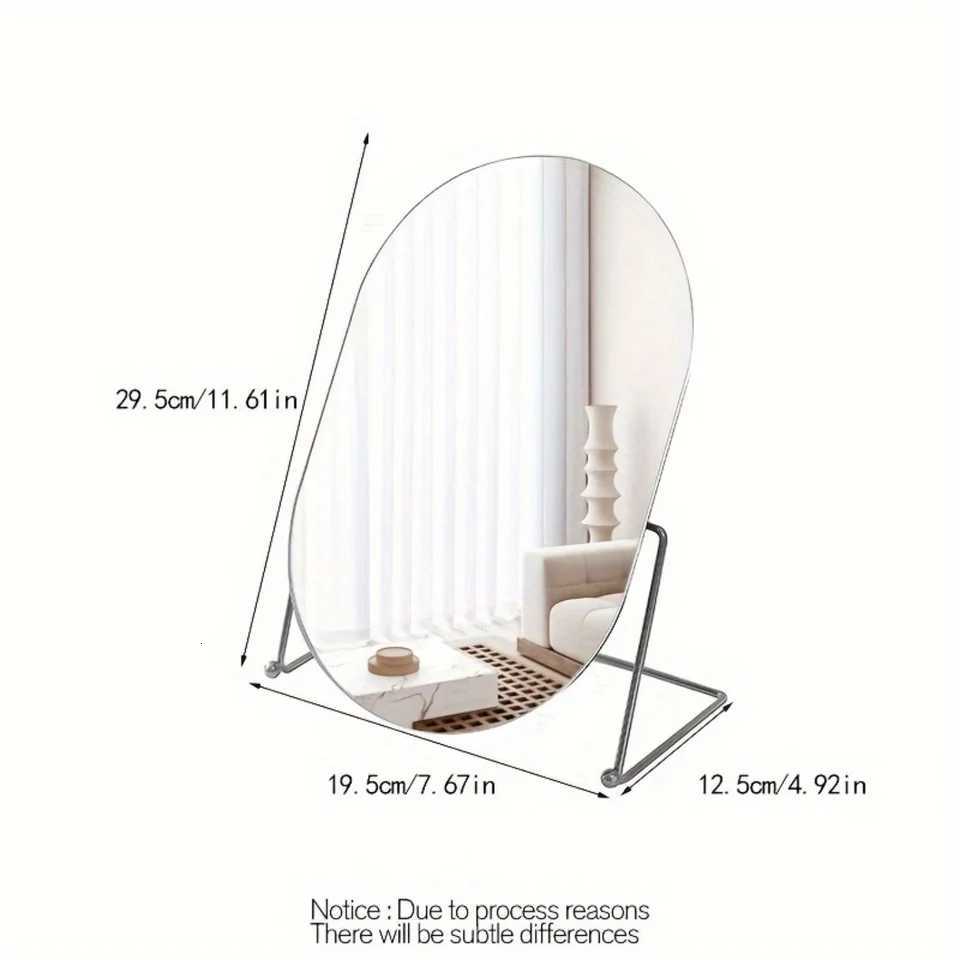 1pc Luxury Oval Makeup Mirror With Stand Rotatable High-Definition Vanity Mirror Bedroom Tabletop DecorT251213