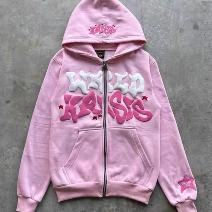 Y2K Letter Printed Hooded Womens AutumnWinter Harajuku Zipper Hooded Sweatshirt Men Gothic Hip Hop Large Jacket Street Hoodie 240827
