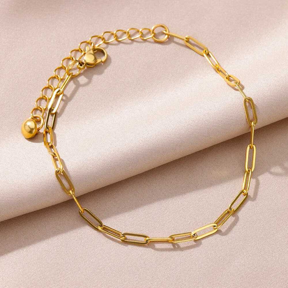 Stainless Steel Chain Anklets for Women Gold Color Ankle Waterproof Anklet Summer Beach Boho Jewelry Accessories Gift M251213