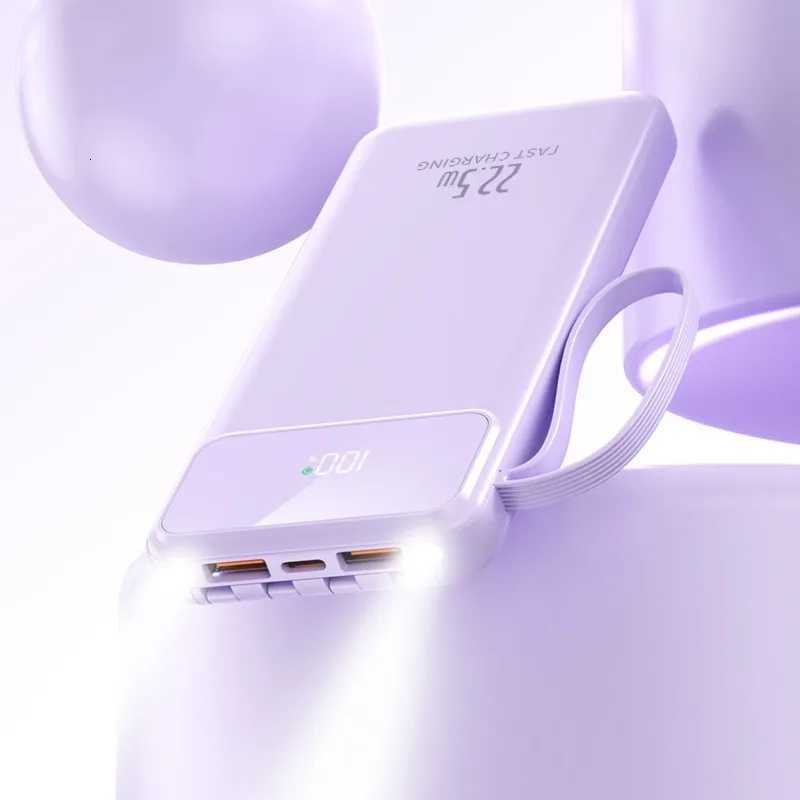 Certified Fast Charging Power Bank with Built-in Cable Digital Display Slim 10000mAh 20000mAh Portable Charger H251213