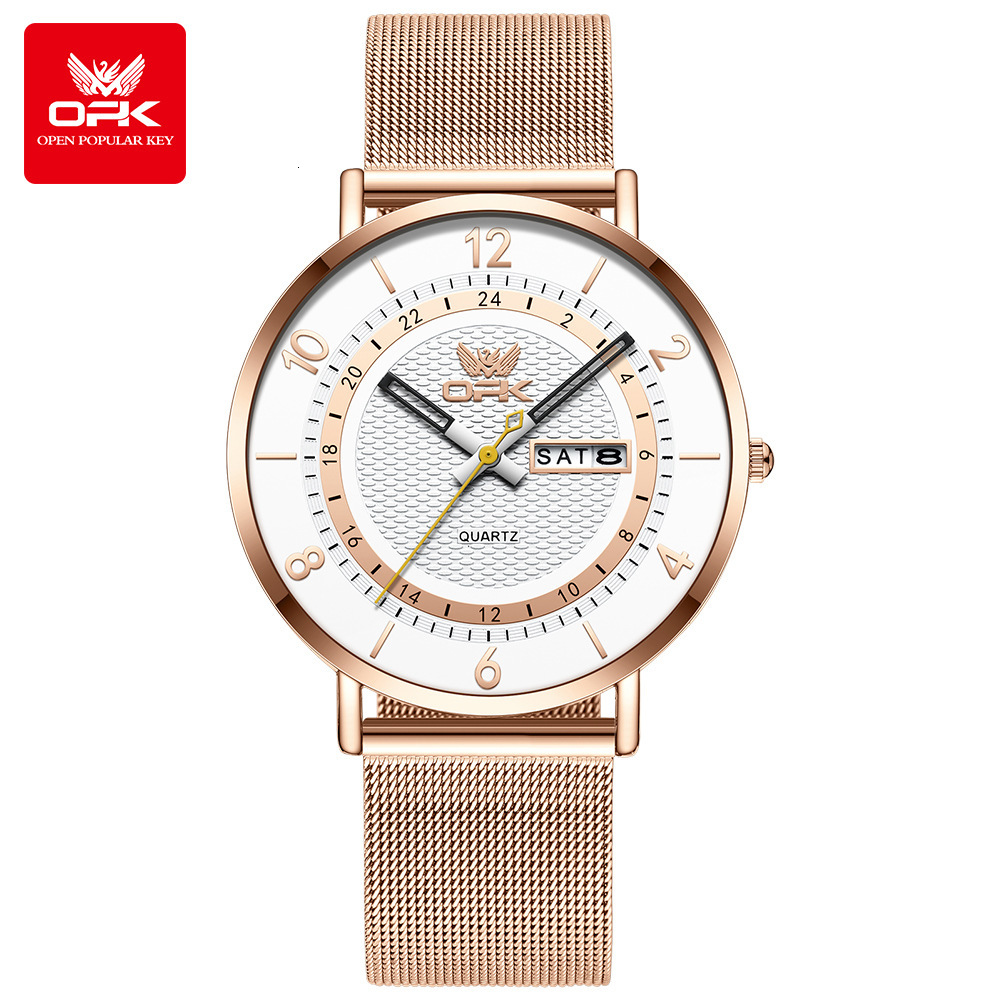 OPK Designer Men's Watch: Casual, Fashionable, Simple And Versatile Luxury Outdoor Sports Wristwatch With Mesh Strap And Waterproof Quartz Men 