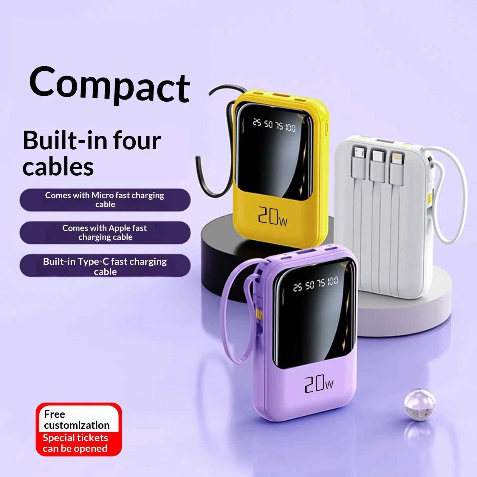 Mini wired smart digital display 20000mAh high-capacity power bank for convenient mobile charging power banks H251213