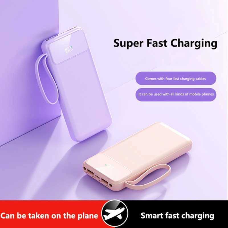 100000mAh 4in1 Power Bank With Built-in Cable Large-capacity Cpact And Portable Power Bank for iPhone 17Prax H251213