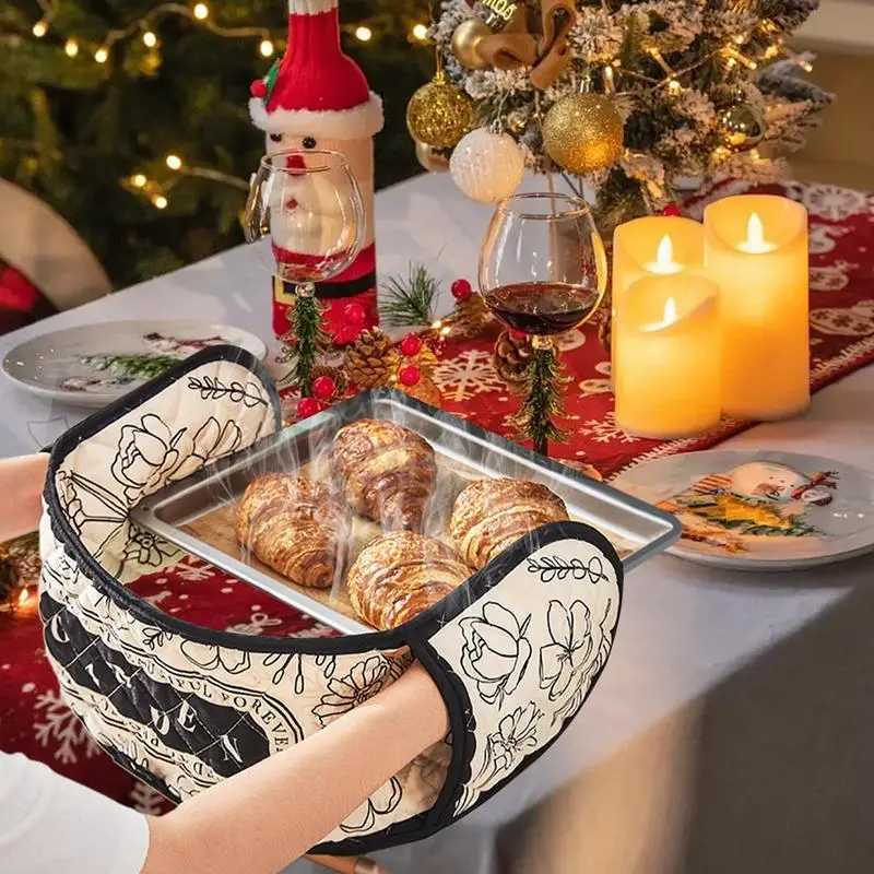 Scald-proof gloves heat-insating gloves heat-resistant microwave gloves He kitchen thicke one-piece insated baking tool H251212
